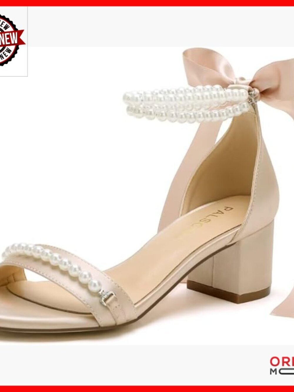 Pearl Embellished Block Heel Wedding Sandals Size EU 36-41